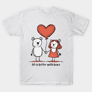 Bears Lovers Stick Figure Couple Funny Animals T-Shirt